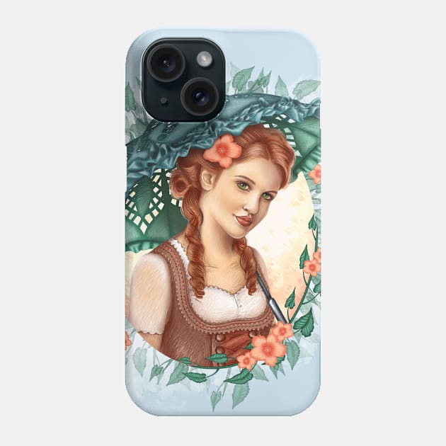 Girl with Umbrella Phone Case by DeneboArt