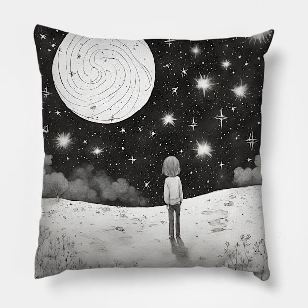 Who stole the night? Pillow by Jolyful Drawing