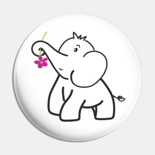 elephant with a flower Pin