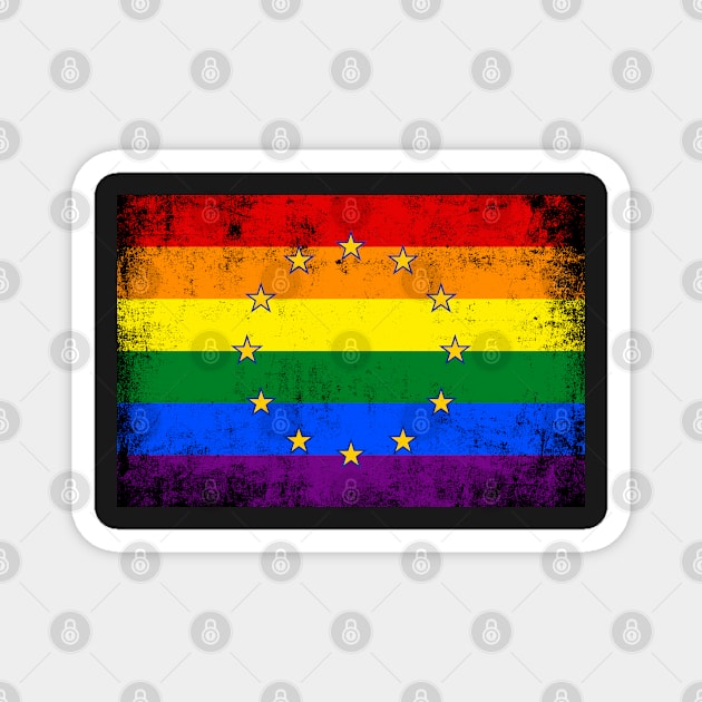 European Union LGBTQ Pride Grunge Flag Magnet by popkulturniy
