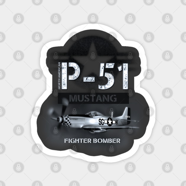 P51 Mustang Fighter Bomber Magnet by hardtbonez