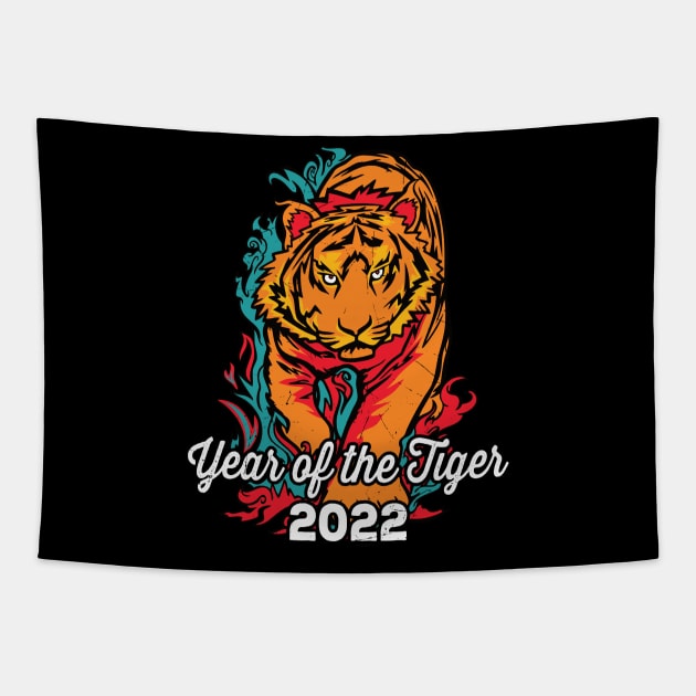 Water Tiger Year of the Tiger 2022 Tapestry by RadStar