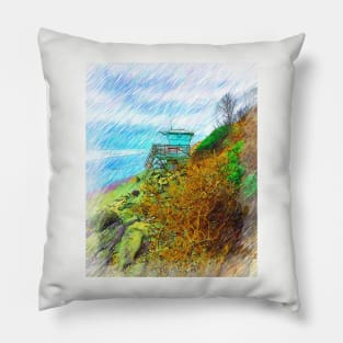 Life Guard Station Nestled By The Bluff Pillow