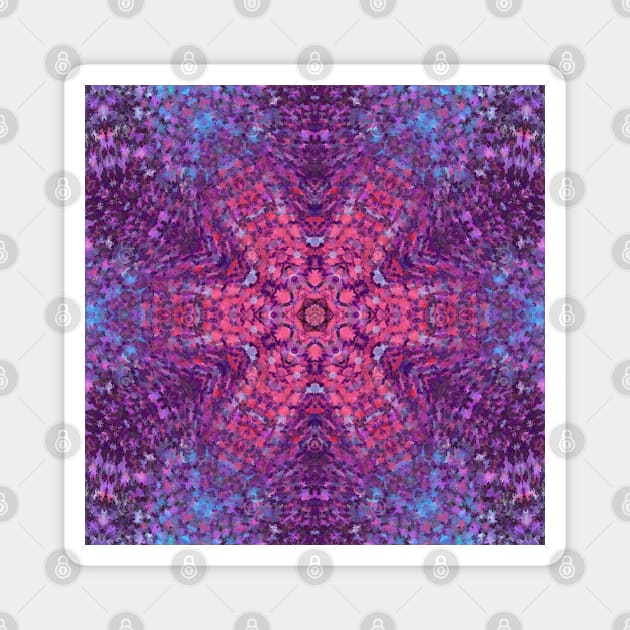 Digital Mandala Pink Purple and Blue Magnet by WormholeOrbital