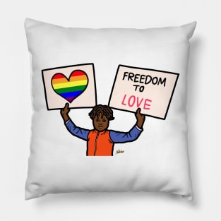 Person holding sign freedom love gay pride lgbtq Pillow