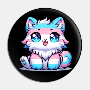 Transgender Pride Flag Kawaii Cute Cat Kitten Pin