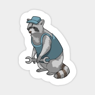 Racoon as Craftsman with Wrench Magnet