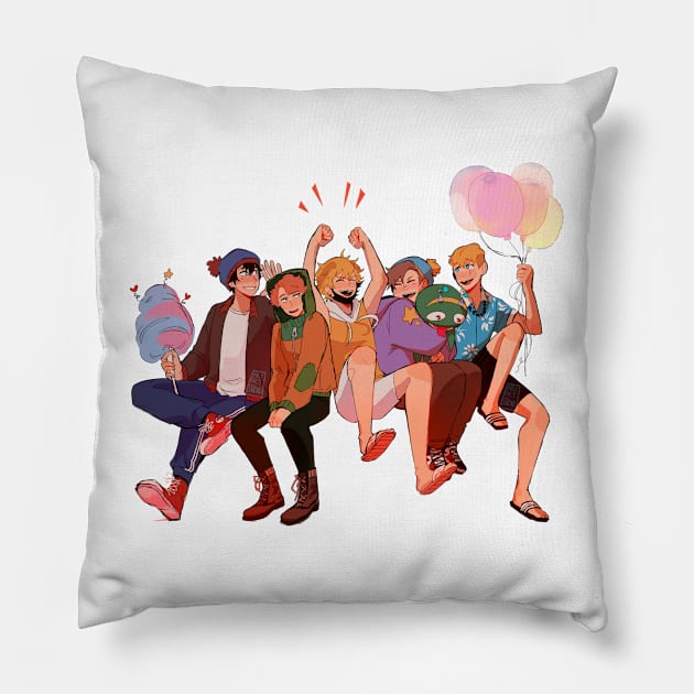 Carnival Run Pillow by emilyartstudios