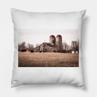 Rural Barn With Silos Pillow