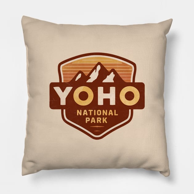 Vintage Emblem Yoho National Park Pillow by Perspektiva