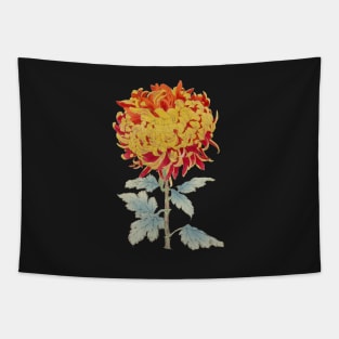 Red and Gold Chrysanthemum - Hasegawa - Traditional Japanese style - Botanical Illustration Tapestry