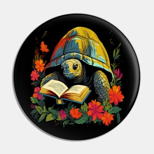 Tortoise Reads Book Pin