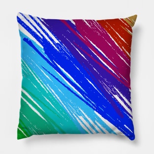 Colorful stripes - blue Pillow