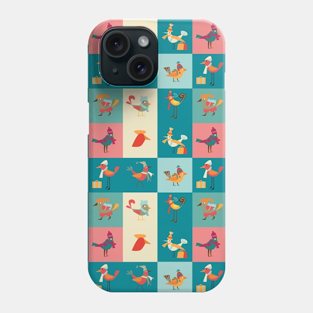 Bird & Square Pattern Phone Case by AnnieWijaya