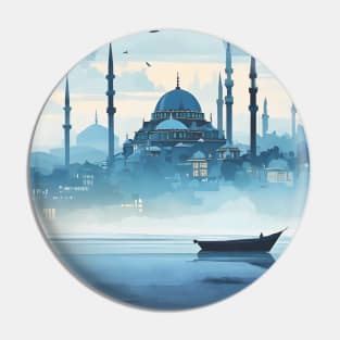 Vintage Retro Travel Istanbul Silhouette Hagia Sophia Pin