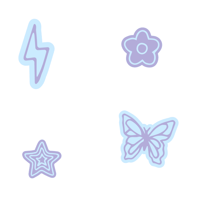 blue set butterfly lightning bolt smiley face star preppy aestheticpattern by Asilynn