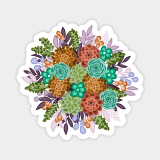 Orange and teal Floral bouquet Magnet