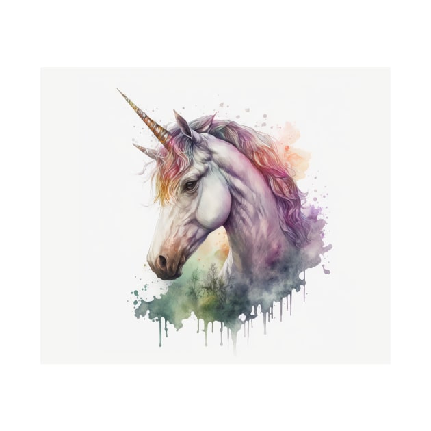 Unicorn Watercolour Painting by TheArtfulAI