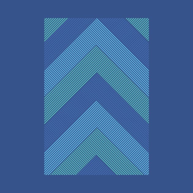 Chevron Zigzag Stripes Retro Blue by Inogitna Designs