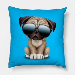 Cute Pug Puppy Dog Wearing Sunglasses Pillow