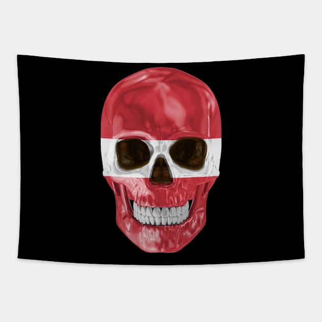 Latvia Flag Skull - Gift for Latvian With Roots From Latvia Tapestry by Country Flags