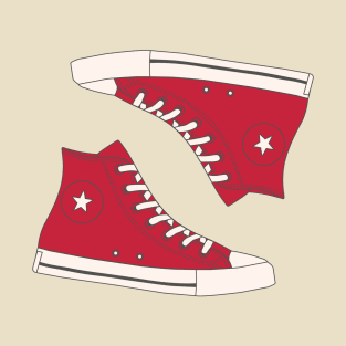 Red High Top Sneakers T-Shirt