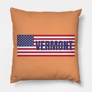 Vermont State in American Flag Pillow