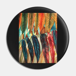 colourful red and gold autumn leaf art Pin