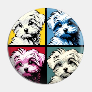 Pop Retro Maltese Art Painting - Cute Puppy Pin