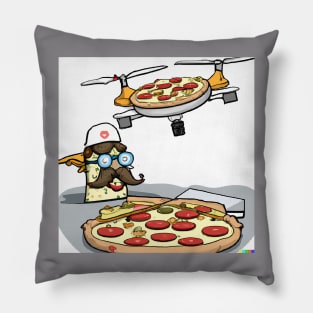 Drone Pizza Delivery - AI drawing Pillow