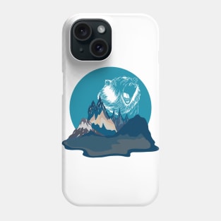 Bear Roaring in Blue Mountain Landscape | Gift Idea for Travelers who love Hiking or Camping | Wanderlust T-Shirt Phone Case