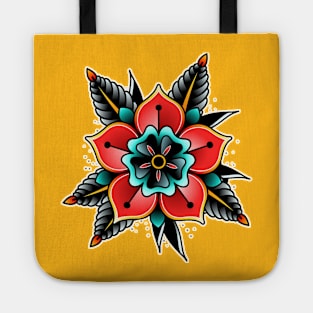 Flower Traditional Tattoo design Tote