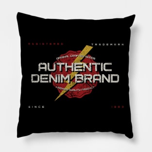 Authentic denim Brand Vintage Varsity typography Pillow