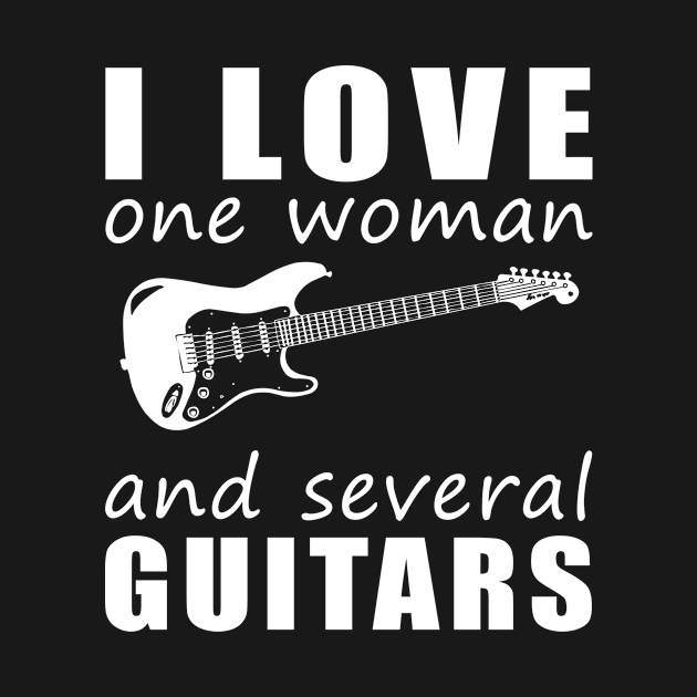 Strings of Love - Funny 'I Love One Woman and Several Guitars' Tee! by MKGift