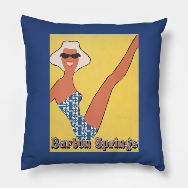 Barton Springs, Austin Texas Pillow by YesterCool