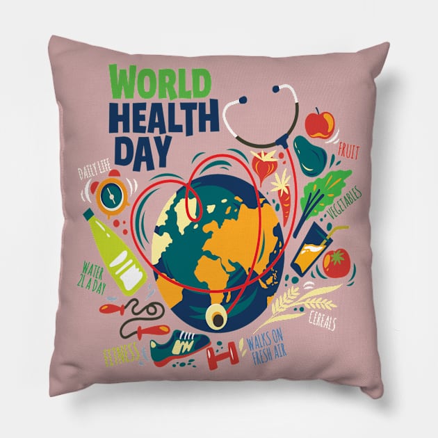 world health day for 2020 Pillow by potch94