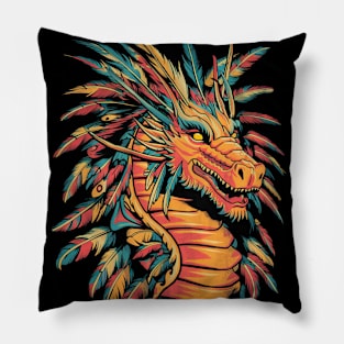 Golden native American dragon Pillow