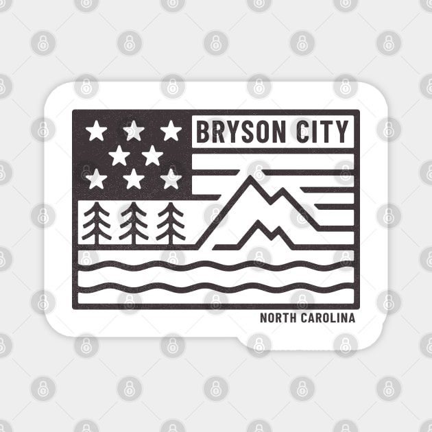 Visiting NC Mountain Cities Bryson, NC Flag Magnet by Contentarama