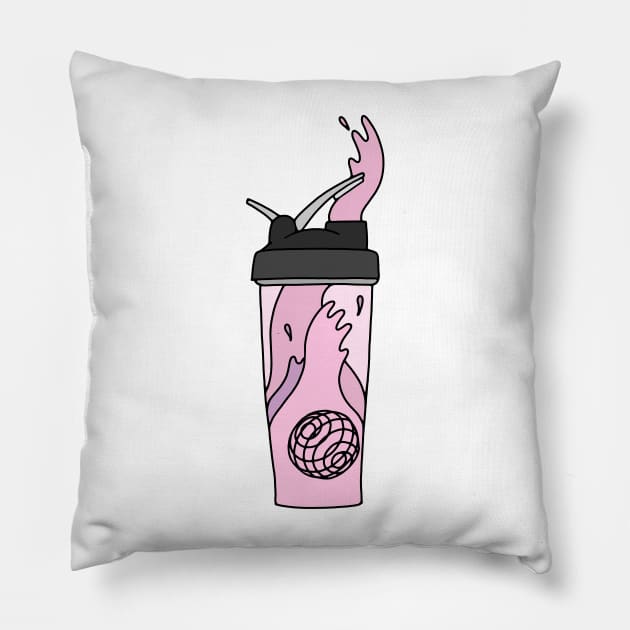 Strawberry Pink Protein Shake Shaker Pillow by murialbezanson