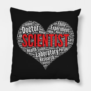 Scientist Heart Shape Word Cloud Design print Pillow