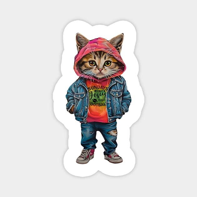 Cat Shirt. Sundays are for Jesus and Football America Magnet by Nichole Joan Fransis Pringle