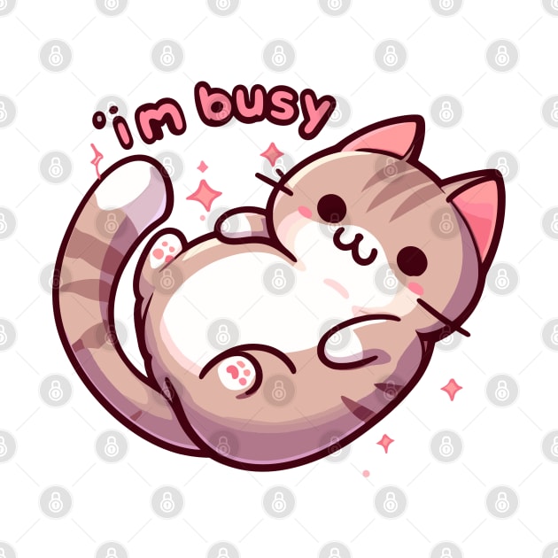 Kawaii Im busy cat by TomFrontierArt