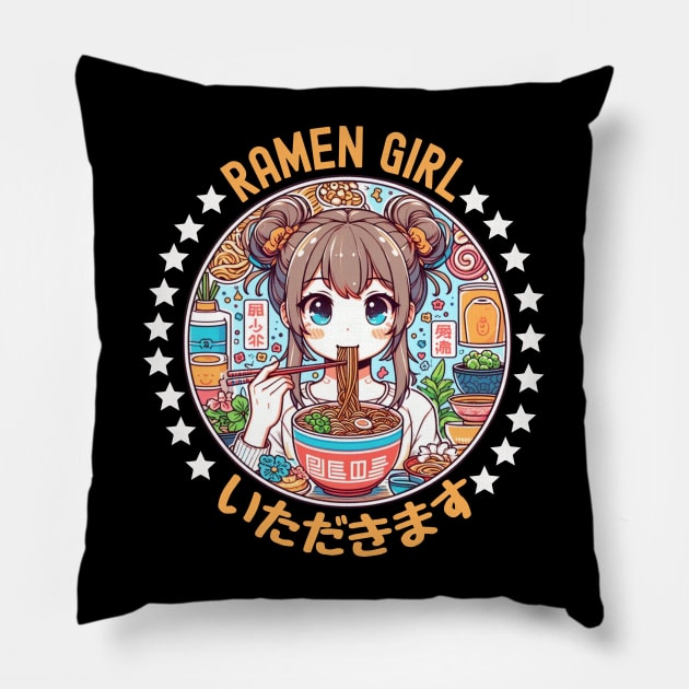 Ramen life Itadakimasu Anime girl Pillow by Japanese Fever