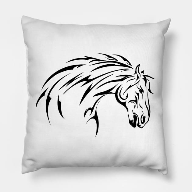 Tattoo Style Horse Pillow by SWON Design