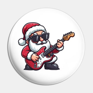 Santa Claus Playing Electric Guitar Pin