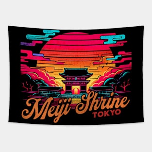 Meiji Shrine Tokyo Sunset Graffiti Design Tapestry