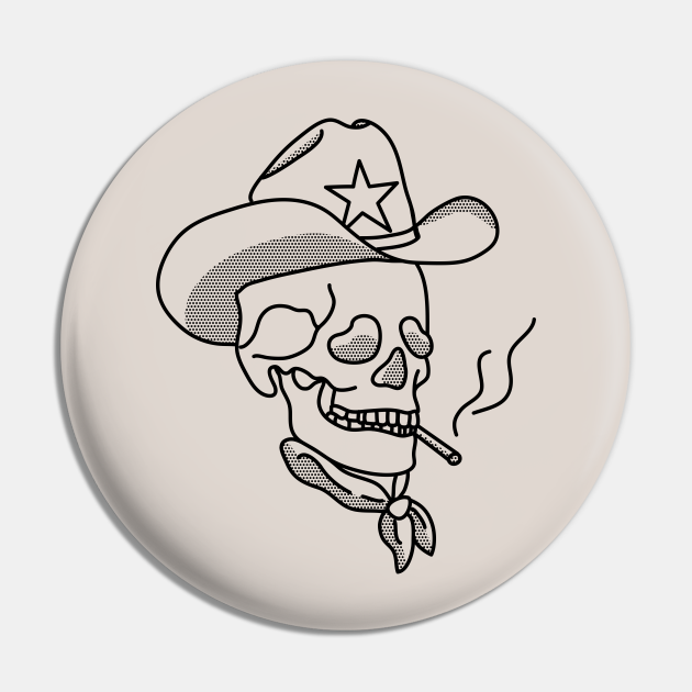 Western Cowboy Hat Skull Smoking Cowboy Hat Pin TeePublic