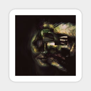 DECAYED Creepy Zombie Glitch Art Magnet