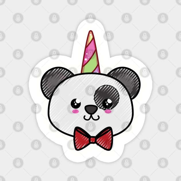 Cartoon Panda Unicorn Magnet by Dots & Patterns