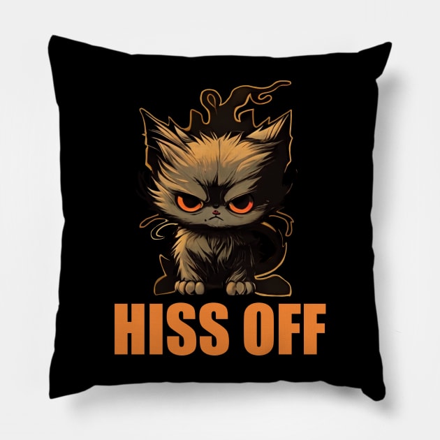 Black Cat Hiss Off For Men Women Meow Cat Gift Pillow by wfmacawrub